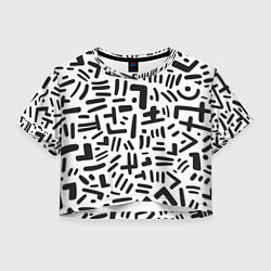 Футболка 3D укороченная женская Паттерн линиями, цвет: 3D-принт