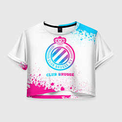 Футболка 3D укороченная женская Club Brugge neon gradient style, цвет: 3D-принт