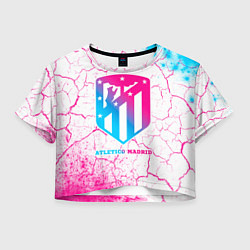 Футболка 3D укороченная женская Atletico Madrid neon gradient style, цвет: 3D-принт