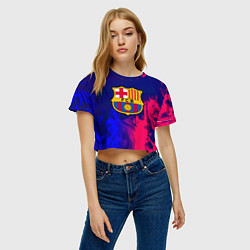 Футболка 3D укороченная женская Barcelona fc club gradient, цвет: 3D-принт — фото 2