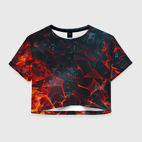 Женский топ Темная абстракция с разломом красных плит / 3D-принт – фото 1