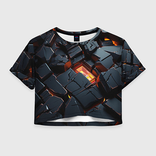 Женский топ Черные камни с разломами / 3D-принт – фото 1
