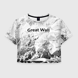 Футболка 3D укороченная женская Great Wall white graphite, цвет: 3D-принт