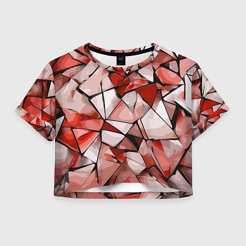 Женский топ Чёрно-красная абстракция и чёрные полосы / 3D-принт – фото 1