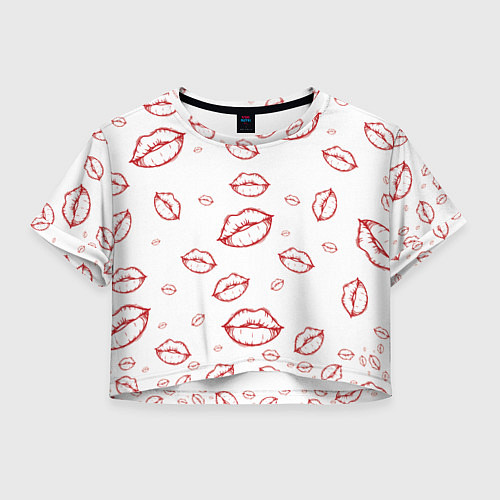 Женский топ Паттерн красные губы на белом - lips classic / 3D-принт – фото 1