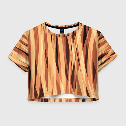 Женский топ Яркий коричневый абстрактные полосы / 3D-принт – фото 1