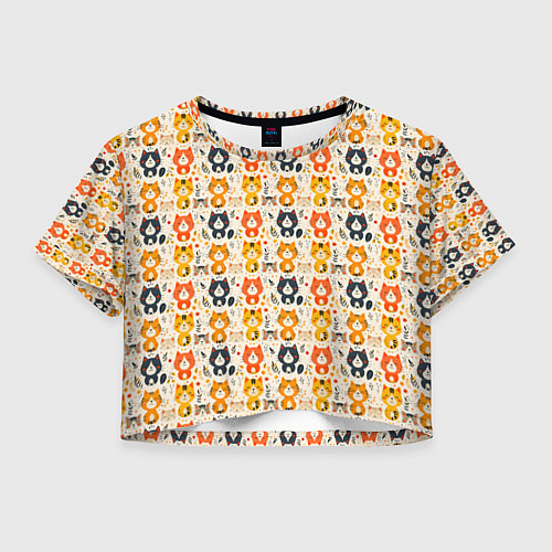 Женский топ Разноцветные котята ретро узор / 3D-принт – фото 1