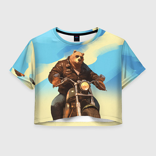 Женский топ Медведь на мотоцикле - байкер / 3D-принт – фото 1