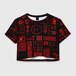 Футболка 3D укороченная женская Twenty one pilots pattern rock, цвет: 3D-принт