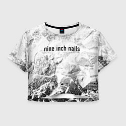 Футболка 3D укороченная женская Nine Inch Nails white graphite, цвет: 3D-принт