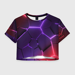 Женский топ Красно-фиолетовые неоновые плиты в разломе