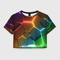 Женский топ Радужные неоновые плиты в разломе