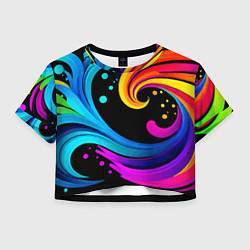 Футболка 3D укороченная женская Joy wave - ai art fantasy, цвет: 3D-принт