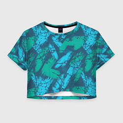 Футболка 3D укороченная женская Абстракция узорчатая кисть, цвет: 3D-принт