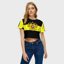 Футболка 3D укороченная женская Герб РФ империя, цвет: 3D-принт — фото 2