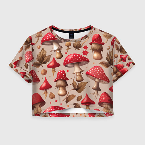 Женский топ Грибные шляпки мухоморов / 3D-принт – фото 1