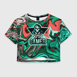 Женский топ Gamer - лого череп с игровым джойстиком