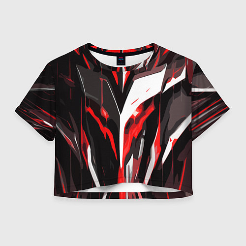 Женский топ Красно-белый абстрактный демонический шлем / 3D-принт – фото 1