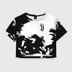 Футболка 3D укороченная женская Juventus smoke black fire, цвет: 3D-принт