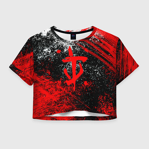 Женский топ Doom - красные краски и лого / 3D-принт – фото 1