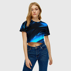 Футболка 3D укороченная женская Грани неоновые текстура, цвет: 3D-принт — фото 2