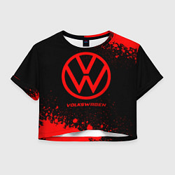 Футболка 3D укороченная женская Volkswagen - red gradient, цвет: 3D-принт