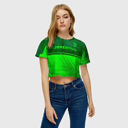 Футболка 3D укороченная женская Juventus - green gradient посередине, цвет: 3D-принт — фото 2