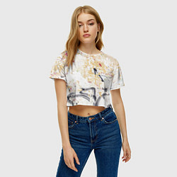 Футболка 3D укороченная женская Стена с потрескавшейся краской и надписи, цвет: 3D-принт — фото 2