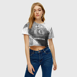 Футболка 3D укороченная женская Sporting - grey gradient, цвет: 3D-принт — фото 2