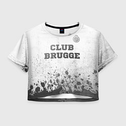 Футболка 3D укороченная женская Club Brugge - white gradient посередине, цвет: 3D-принт