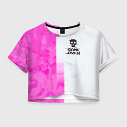 Футболка 3D укороченная женская Game over pink abstraction, цвет: 3D-принт