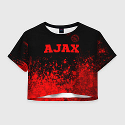 Футболка 3D укороченная женская Ajax - red gradient посередине, цвет: 3D-принт