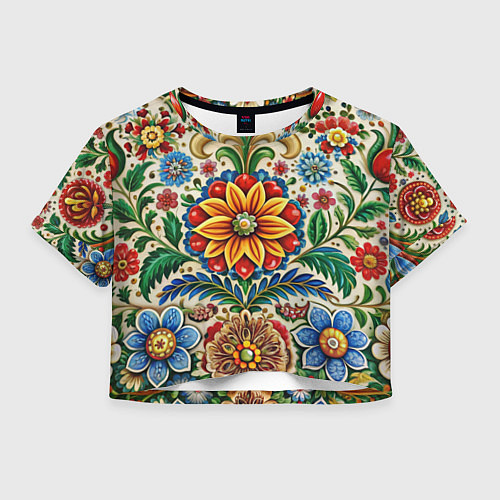 Женский топ Русские классические узоры и орнамент / 3D-принт – фото 1