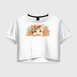 Женский топ Котёнок в листьях