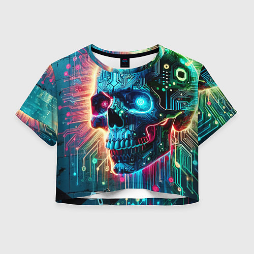 Женский топ Cool cyber skull - neon glow / 3D-принт – фото 1