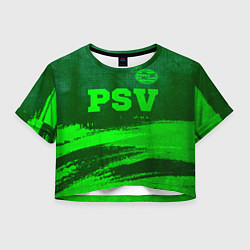 Футболка 3D укороченная женская PSV - green gradient посередине, цвет: 3D-принт