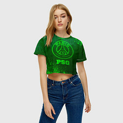 Футболка 3D укороченная женская PSG - green gradient, цвет: 3D-принт — фото 2