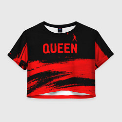 Футболка 3D укороченная женская Queen - red gradient посередине, цвет: 3D-принт