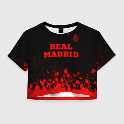 Футболка 3D укороченная женская Real Madrid - red gradient посередине, цвет: 3D-принт