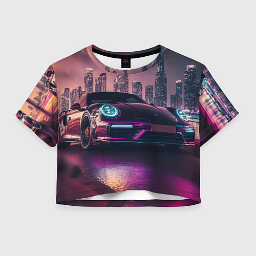 Женский топ Porshe ночной город / 3D-принт – фото 1