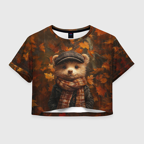 Женский топ Медвежонок в кепке и шарфе / 3D-принт – фото 1