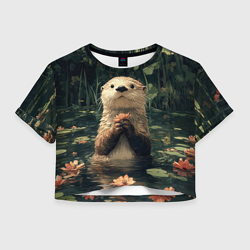 Женский топ Выдра в лесном пруду / 3D-принт – фото 1