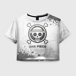 Футболка 3D укороченная женская One Piece - white gradient, цвет: 3D-принт