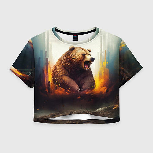 Женский топ Агрессивный бурый медведь / 3D-принт – фото 1