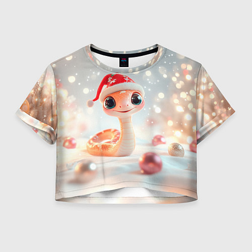 Женский топ Новогодняя милая розовая змейка / 3D-принт – фото 1