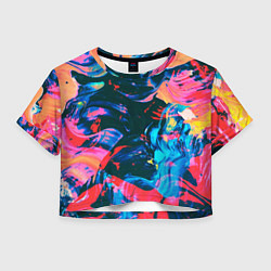 Футболка 3D укороченная женская Colors, цвет: 3D-принт