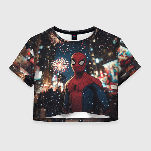 Женский топ Человек-паук и новогодний салют / 3D-принт – фото 1
