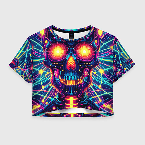 Женский топ Neon skull - ai art fantasy / 3D-принт – фото 1