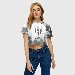 Футболка 3D укороченная женская The Witcher - white gradient, цвет: 3D-принт — фото 2