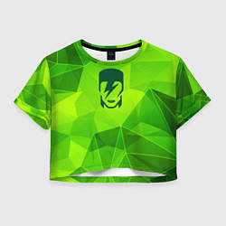 Футболка 3D укороченная женская David Bowie green poly, цвет: 3D-принт